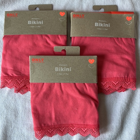 3 pairs Old Navy Mid-Rise Lace-Trimmed Bikini Underwear small - Picture 1 of 10